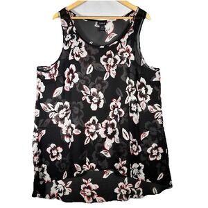 Torrid Top Womens 2X Sheer Dark Floral Cottage Layering Hi Low Classic Office